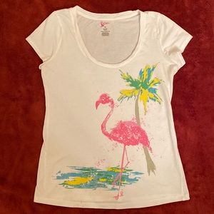 Candie’s Pink flamingo breast cancer awareness shirt